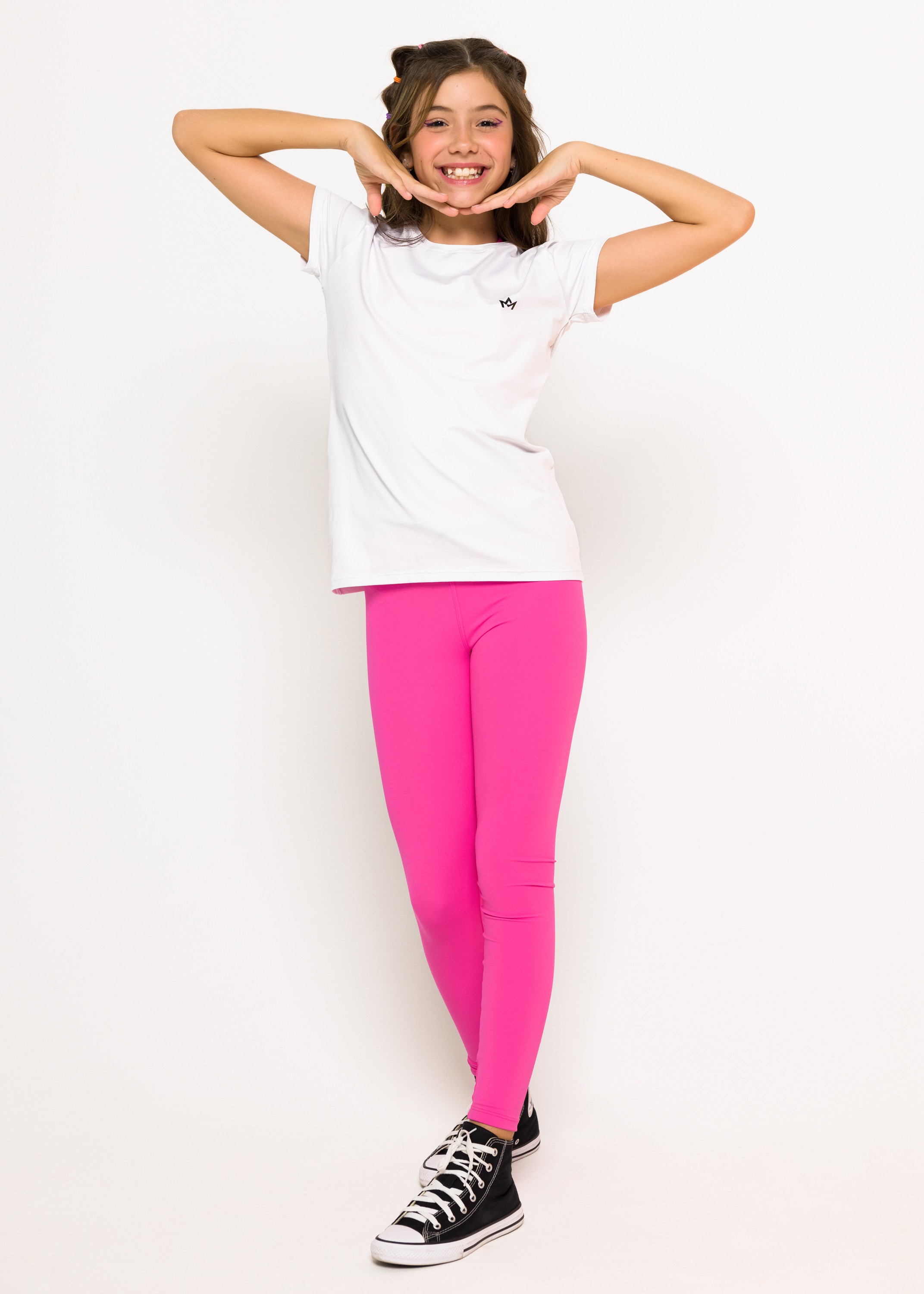 Legging Fitness Infantil Memories em Poliamida Coral