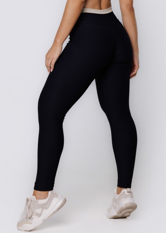 Calça Legging Rise Canelado Preto