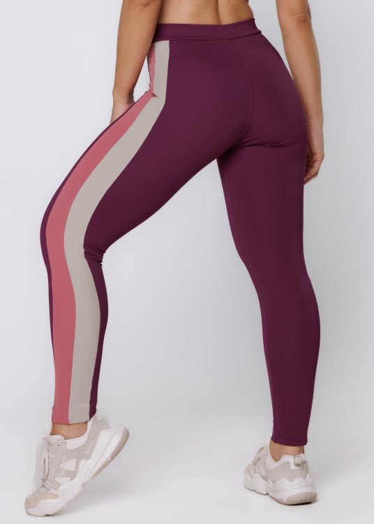 Legging Fitness Launch em Poliamida Vinho com Recortes