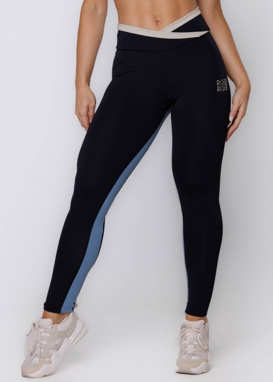 Legging Fitness Rise Cós Transpassado Preta