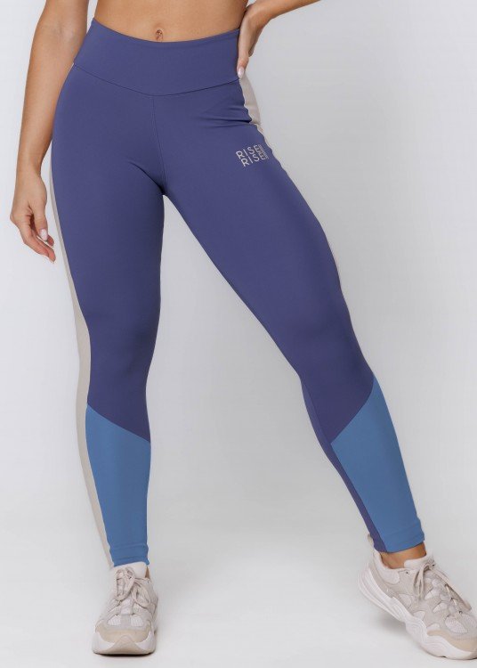 Calça Legging Increase em Poliamida Azul com Recortes