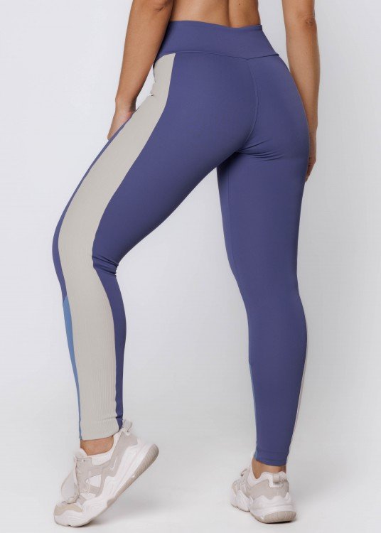 Calça Legging Increase em Poliamida Azul com Recortes