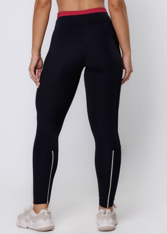 Calça Legging Resilience em Poliamida Preta com Vermelho