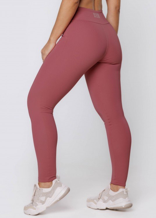 Legging Fitness Rise Assimétrica Rosé com Cinza