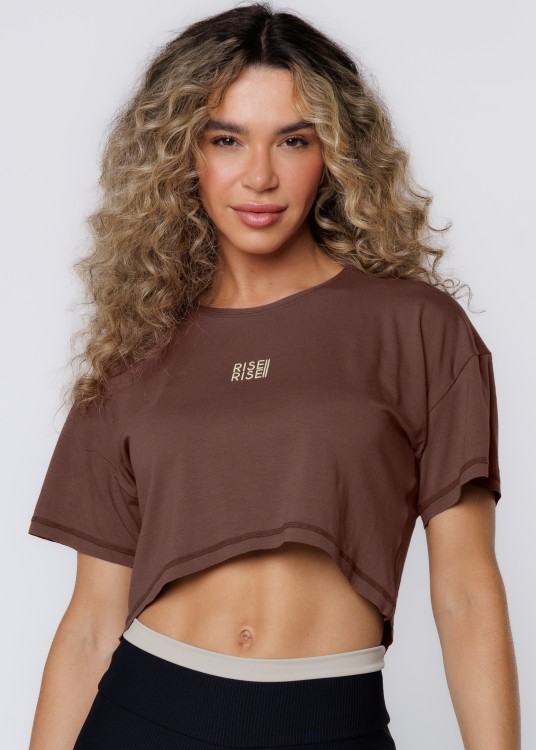 Cropped Fitness Rise Marrom