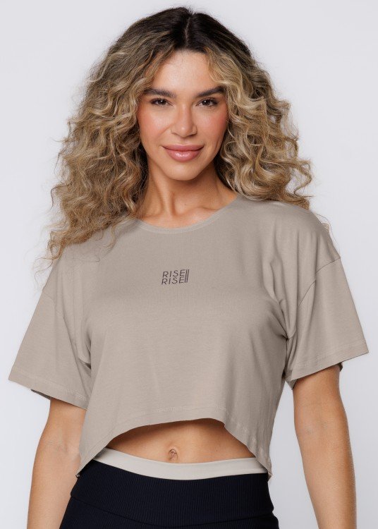 Cropped Fitness Rise Cinza