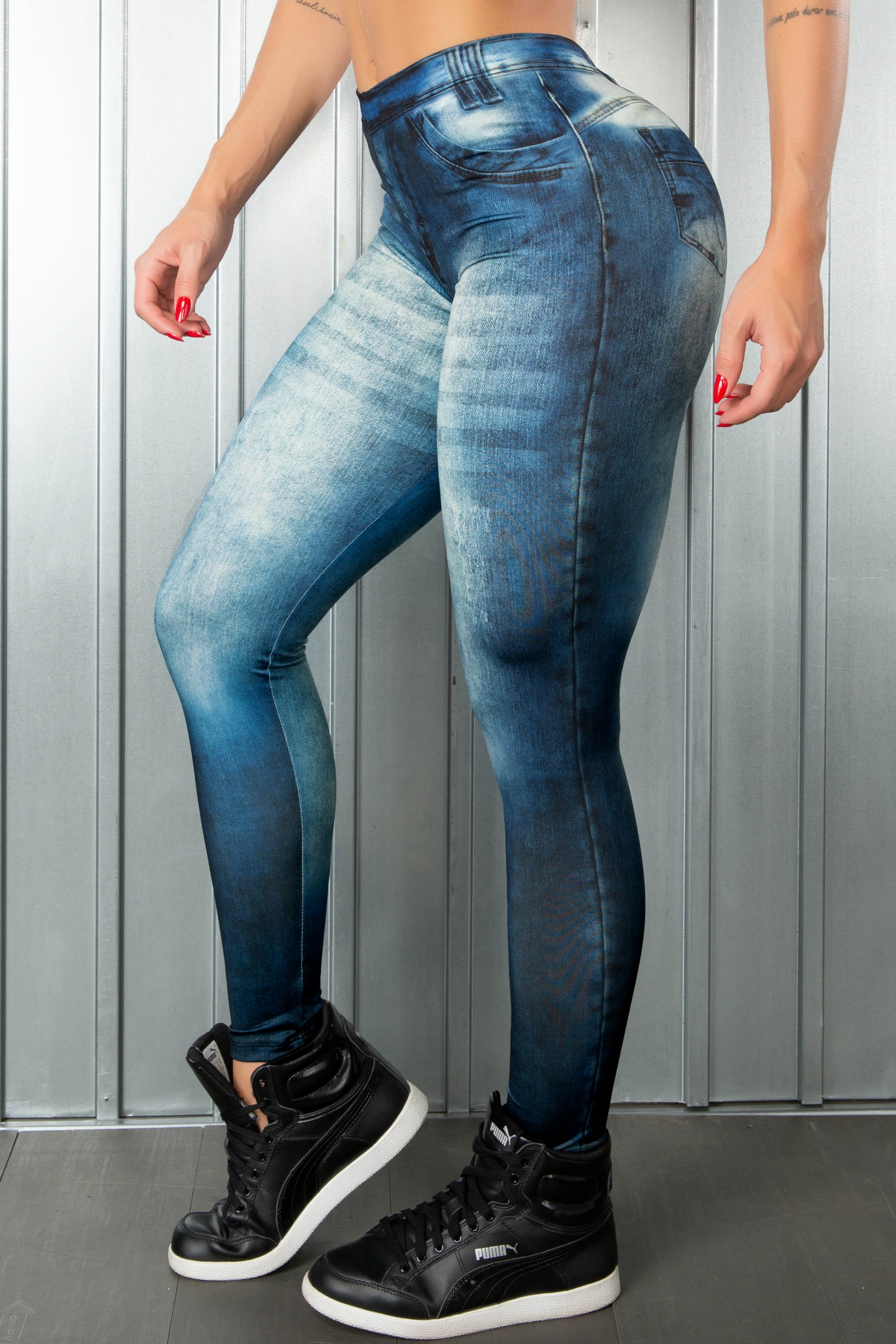 Legging Fake Jeans. Brazilian fake jean leggings. Fit fashion